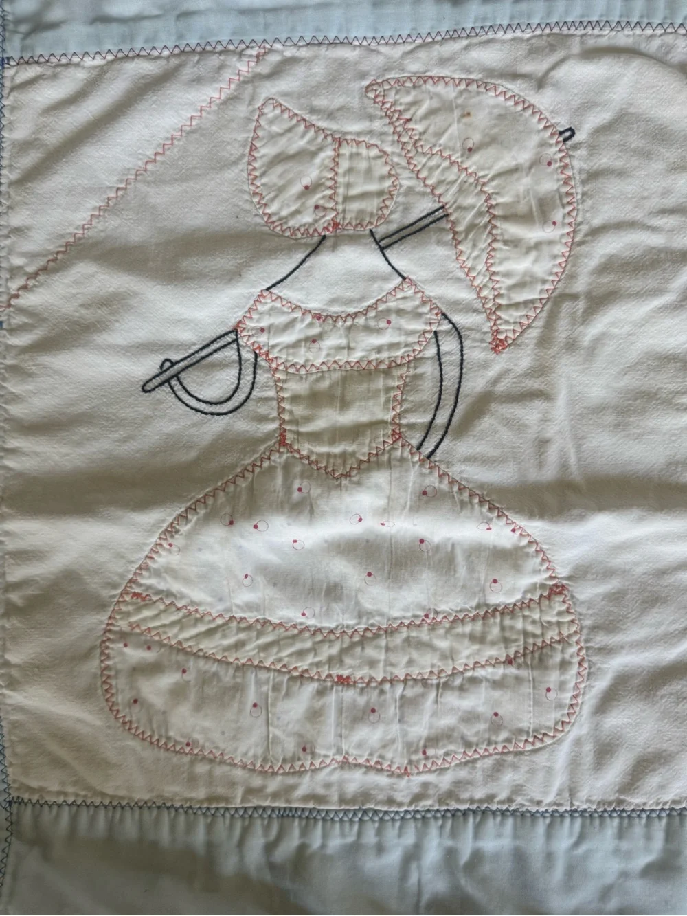 Umbrella Girl Vintage Quilt 88” X 77” Vintage
